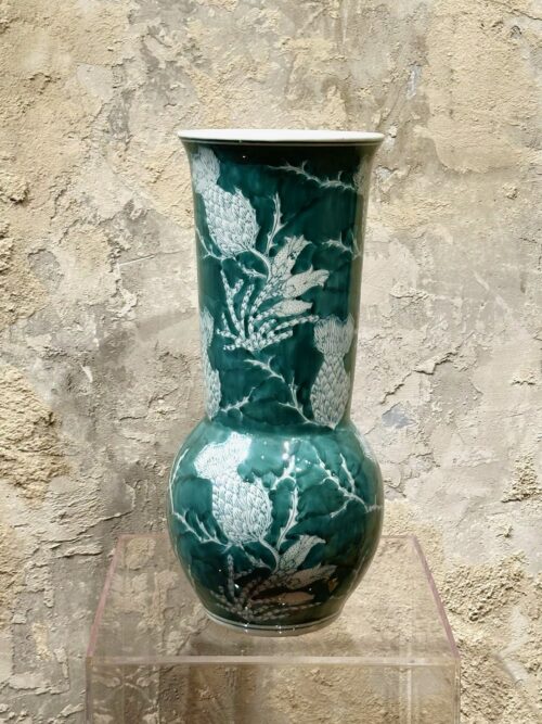 Green Thistle Ceramic Vase