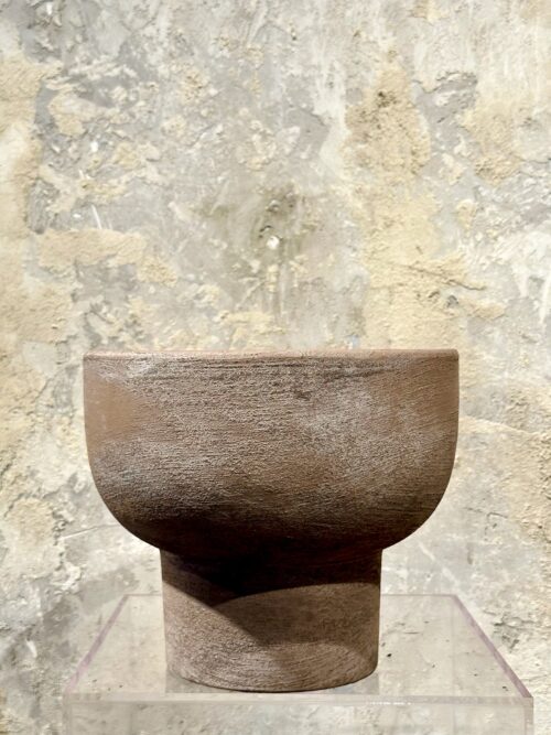 Grey Sandstone Glazed Vase Pot - Wide